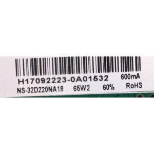 MAIN FUENTE PARA TV INSIGNIA / NUMERO DE PARTE TP.MS3553T.PB796 / TP.MS3553T.PB796 / H17092223-0A01532 / 320021043002005 / MODELO NS-32D220NA15